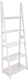 Amazon Basics Modernes Leiter-Bücherregal mit 5 Ebenen, Rahmen aus massivem Kautschukholz - Weiß, 36 cm x 63 cm x 178 cm (T x B x H)