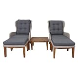Tarrington House Sofa Lounge-Set Kambuku, für 2 Personen aus Akazienholz, PE-Rattan und Aluminium, braun/grau, 2 x Loungesessel, 2 x Fußbänkchen, 1x Beistelltisch und Auflagen aus Polyester