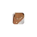 LOLIAS Goldkette Damen - 18k Gold, Wasserfest, Lange Ketten mit Anhänger, Doppel, Mehrreihig, Zarte Goldkette mit Rund Plättchen Schmuck