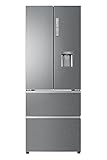 Haier French Door B3FE788CPJW Kühl-Gefrier-Kombination Edelstahl/Easy-Access-Schubladen / 70 cm Breite/ABT-System/MyZone/Instant Cool Box/Total No Frost/Inverter Kompressor/Wasserspender