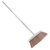 LOORGVEL Edelstahl Besen mit Langem Griff Ergonomisch Komfortabel Langlebig für Innen Außen Reinigung Badezimmer Küche Effiziente Staubentfernung Dichtes Borstenfeld Robustes