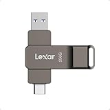 Lexar D40E 256 GB Dual Drive USB 3.2 Gen 1 Type-C Jump Drive, USB-C Flash Drive, Metallgehäuse, schwenkbares Design, Thumb Drive, Kompatibel mit iPhone 17,Titangrau
