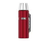 Thermos Stainless King Thermosflasche rot 1,20l - Edelstahl, absolut dicht, mit Trinkbecher und Griff, 12h heiß & 24h kalt, spülmaschinenfest, BPA-frei