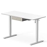 FEZIBO Schreibtisch Höhenverstellbar Elektrisch mit Eine Schublade aus Vliesstoff, 100 x 60 cm Stehschreibtisch mit Memory-Steuerung und Anti-Kollisions Technologie, Weiß