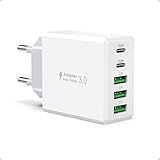 50W USB C Ladegerät, Gcstnn 5 Port 2USB A & 3USB C PD3.0 Schnellladegerät Mehrfach Ladestecker für iPhone 15 14 13 12 11 Pro Max/Pro/Plus,Pad,Samsung Galaxy S24 S23,Google Handys Netzteile Stecker