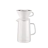 Alessi Slow coffee KT01S1 - Design Slow Coffee-Set Bestehend aus Kanne aus Pyrex-Glas, Filterhalter aus Porzellan und Netz-Filter aus Edelstahl 18/10