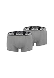 Levi's Herren Retropants Repeat Logo Trunk Boxershorts 2-er Pack, Farbe:Middle Grey Melange, Bekleidungsgröße:L