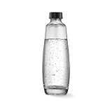 SodaStream Duo Stylish 1L Glaskaraffe für Duo Pink Maschine ONLY.Nachfüllbare Karaffe für kohlensäurehaltige Getränke.Spülmaschinenfest. Kompatibel mit dem Duo Sparkling Water Maker, 1L, Schwarz
