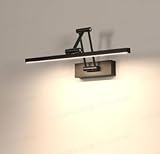 Goeco LED Spiegelleuchte Bad 40CM, 9W Rotation Lampen Spiegel Schwarz, Badbeleuchtung IP20, Modern Badlampe Wand für Küche, Badschrank, Neutral Weiß 4000K