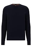 BOSS Herren Abovemo Pullover aus Baumwoll-Mix mit Kaschmir und zweifarbiger Struktur Dunkelblau M
