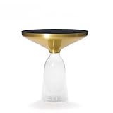 Beistelltisch Runder Beistelltisch, kleiner Nachttisch, Couchtisch, Beistelltisch for Wohnzimmer, Schlafzimmer, kleine Räume, moderner Heimdekor-Nachttisch mit Glassockel Kaffeetisch Kleiner Sofatisch