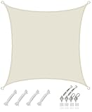 AMANKA 98% UV-Schutz: 3x3 Sonnensegel Wasserdicht Quadratisch - 90% Beschattung - Sonnenschutz Dach für Terrasse Balkon Garten Trampolin - Segeltuch mit Befestigung - Terrassenüberdachung Viereckig