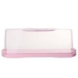 VICASKY Tragbare Rechteckige Kuchenbox aus Langlebigem Kunststoff mit Griff und Verschlussschnalle Transparente Lebensmittelaufbewahrung für Kuchen und Snacks