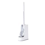 LDadgf WC-Bürste und Unterrand-Lippenbürste mit Aufbewahrungsbehälter WC-Bürstenbürste Schüssel Wandreiniger Schrubbstab Badreinigung Kommode Bürste Beton Reiniger (White, One Size)