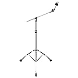 SONICAKE Beckenständer Cymbal Stand höhenverstellbar von 80-145cm versenkbarer Galgen Doppelstrebig mit Gummifüßen Silber