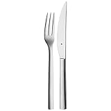 WMF Nuova Steakbesteck 2-teilig, für 1 Person, Steakgabel, Steakmesser, Cromargan Edelstahl poliert, spülmaschinengeeignet