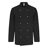 PALLTEX Nozomi LS Kochjacke Unisex Kochjacke Damen Kochjacke Herren Schwarz/Weiss Kochkleidung Professional Chef Uniform Langarm (Schwarz, L)