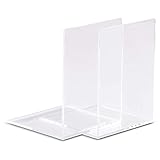 Reykentu 2 x transparente Acryl-Buchstützen, L-förmiges Bücherregal