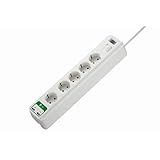 APC Surge Protector - PM5U-GR - Steckdosenleiste mit Überspannungsschutz (5-fach Stecker Schuko, schaltbar, 2 USB-Ladeausgänge - Farbe: weiß)