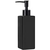 Matt-schwarz Glas Seifenspender, BIKALAN 350ml Nachfüllbare Flüssigglasflasche für die Handwäsche, Spülmittel, Shampoo-Lotionsflasche mit Pumpe für Bad Dusche Arbeitsplatte Küche Waschküche