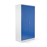 Schrank & Stuhl XXL Werkzeugschrank – Werkstattschrank mit 4 höhenverstellbaren Fachböden, Stahlschrank für Werkzeuge, 195 x 92 x 60 cm (H x B x T), Grau/Blau