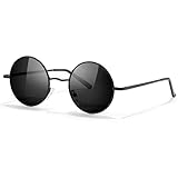 Sonnenbrille-Herren-Damen-Rund-Polarisiert Brille UV400 Schutz Retro Vintage Hippie Steampunk Unisex mit Metallrahmen Sunglasses Fahrerbrille Sportbrille