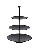 Spetebo Metall Etagere schwarz 3-stöckig - 36 x 25 cm - Edelstahl Deko Servierplatte mit 3 Etagen - Etagenständer Dessert Snack Obst Muffin Ständer