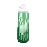 Zoegneer Sport-Wasserflasche, Thermo-Wasserflasche, Wärmeerhaltung, Radfahren, Quetsch-Wasserbecher mit Farbwechsel-Funktion, 75 mm x 240 mm (Modell mit grüner Linie)