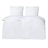 MOON Classic - 2er Pack Hotelbettwäsche Linon aus 100% Baumwolle - 140g/m² - Bettwäsche ca. 135x200 / 80x80 cm - mit Hotelverschluss - 95° (weiß)