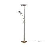 Lindby LED Stehlampe 'Yveta' dimmbar in Gold/Messing aus Glas u.a. für Wohnzimmer & Esszimmer (1 flammig,) - Wohnzimmerlampe, Stehleuchte, Floor Lamp, Deckenfluter, Standleuchte, Wohnzimmerlampe