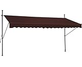 ULTREK Manuell einziehbare Markise, 452,1 cm, nicht geschraubt, für den Außenbereich, verstellbarer Pergola-Schattenbezug mit UV-Schutz, 100 % Polyester, ideal für jedes Fenster oder jede Tür, Kaffee