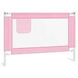 DUALNY Bettgitter 100x25x95 cm Rosa Bed Rail Baby Portable Rail Guard Kids Supply Bettgitter Baby Bettschutz Bed Protection Babybett Schutz Bettkanten Schutz Bett Gitterschutz Stoff&Metall