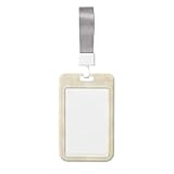 Simple String Ausweishülle mit roter Schleife auf einfarbigem beigefarbenem Hartplastik, für Arbeitskarten, Namensschild, Schutz für Krankenschwestern, Büro