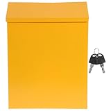 Ipetboom Wandmontierter Briefkasten aus Eisen mit Schloss Gelbe Vorschlags und Beschwerdebox für Büro und Schule Große Kapazität Sichere Postaufbewahrung