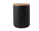 Ceramic Food Storage Jar with airtight Sealed Bamboo lid Sealed Food Storage Container Canister can be Used for Tea, Coffee, Spices, etc. (Black 24.63oz/700ml)