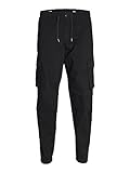 JACK & JONES Herren Cargohose JPSTKANE JJNOAH Cuffed -Relaxed Fit - S M L XL XXL, Größe:L, Farbvariante:Black 12242264