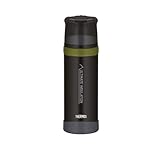 THERMOS MOUNTAIN BEVERAGE BOTTLE 0,75l, black, Thermosflasche Edelstahl mit Trinkbecher, 24 h heiß / 24 h kalt, leichte Outdoorflasche, robust, zerlegbarer Verschluss, BPA-frei