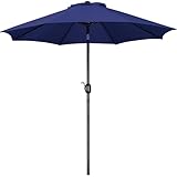 Yaheetech Sonnenschirm Φ 270 cm mit Kurbel Gartenschirm Marktschirm Knickbar Kippbar Kurbelschirm mit 8 Rippen Terrassenschirm Sonnenschutz, Marineblau