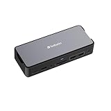 Verbatim USB-C Pro Docking Station, 15-in-1 Hub mit integrierter SSD, Multiport Adapter zu HDMI 4K und 8K, USB-A und USB-C, PD 80 W, AUX, Card Reader, für Mac / Windows Laptop und Co