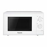 Panasonic NN-K10JWMEPG Kompakter Mikrowellenherd 20 L, 800 W, 2 Drehknöpfe, 1.000 W, Quarz-Gitterrost, 255 mm Glasdrehteller, 5 Leistungsstufen, Weiß.