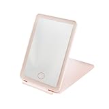 Klappbarer Reise-Make-up-Spiegel mit 3-farbiger Beleuchtung, wiederaufladbar, tragbar, USB-Kosmetikfunktion, Touch-Steuerung, Reisen, Badezimmer, Beauty-Bedürfnisse (Rosa)