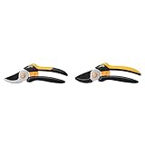 Fiskars Bypass-Gartenschere M, Solid, P321, Für frische Äste und Zweige + Fiskars Amboss-Gartenschere L, Solid, P361, Für trockene Zweige und Äste