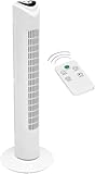 JUNG Turmventilator TVE19 - Moderner, leiser Säulenventilator mit 3 Geschwindigkeiten, Oszillation, Fernbedienung, 45W Leistung, Kindersicherung, energiesparender Standventilator für Räume bis 50 m²