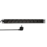 LogiLink Professional PDU9C03 Hochwertige 19' Steckdosenleiste 9-Fach CEE7/3 (Schutzkontakt) Schwarz