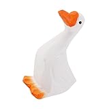 PartyKindom Holzfigur Weiße Ente Holzschnitzerei Cartoon Design Langlebiges Wohnaccessoire Deko für Kinderzimmer Wohnzimmer Desktop Ornamente
