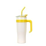 BESSKY Thermobecher mit Strohhalm 1200ml/40oz, Doppelwandig Edelstahl Isolierbecher mit Griff, 304 Edelstahl, BPA-frei, Autobecher, Reisebecher