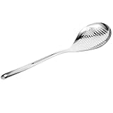 Veemoon Edelstahl Sieblöffel mit Flachem Boden Rostfrei Praktischer Filterlöffel für Küche Kochen Ölabscheider Leicht und Stabil für Haushalt und Gastronomie