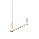 MAMOI® Trapez schaukel, Turnringe aus Holz, Turngeräte für kinder indoor und outdoor, Ringe schaukel, Turnen mit Holzschaukel, Gymnastikringe und Trapezstange