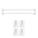 BANJILI-2 Stück Scheibengardinenstange für Fenster Küche DIY-Projekte Ausziehbar Vitragestangen mit Selbstklebehaken (30-50CM-(2Stücks))
