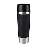 Emsa 515615 Travel Mug Classic Grande | 500ml | Thermobecher | Isolierbecher | hält 6h heiß, 12h kalt | auslaufsicher | Easy Quick-Press-Verschluss | 360°-Trinköffnung | Schwarz | 1 Stück